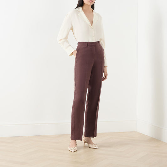 Young Ideas/Henmores - Fragola Flaxlinen Straight Leg Trousers - 003 Brown - 8