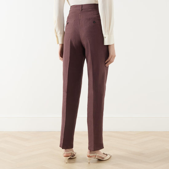 Young Ideas/Henmores - Fragola Flaxlinen Straight Leg Trousers - 003 Brown - 8