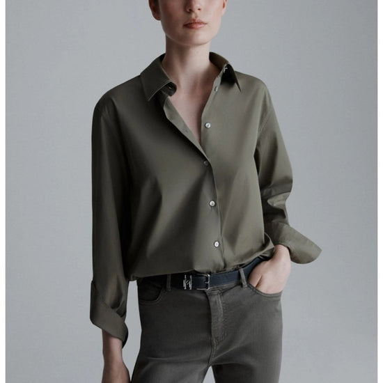 Young Ideas/Henmores - Frizzo Poplin Cotton Shirt - 002 Olive - 8