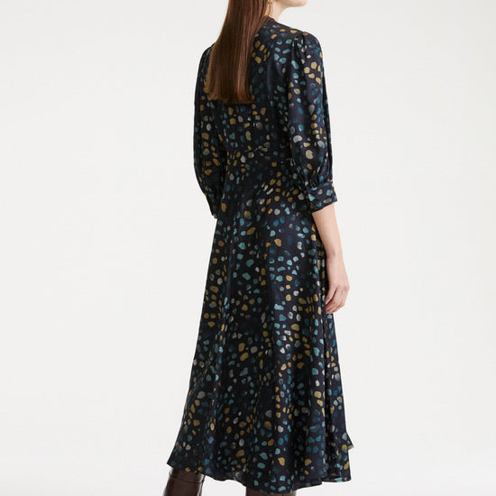 Young Ideas & Henmores -Fulcro Pebble Tie Waist Midi Dress -001 Navy -8