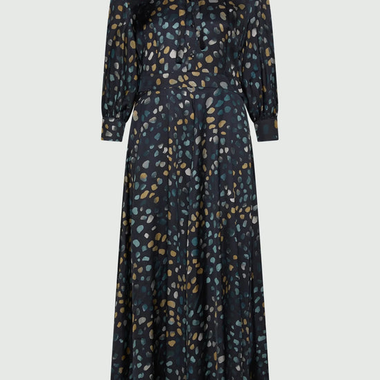 Young Ideas & Henmores -Fulcro Pebble Tie Waist Midi Dress -001 Navy -8