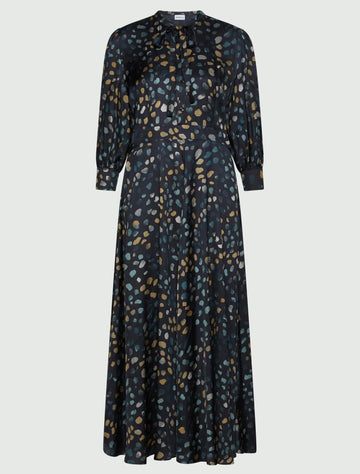 Young Ideas & Henmores -Fulcro Pebble Tie Waist Midi Dress -001 Navy -8