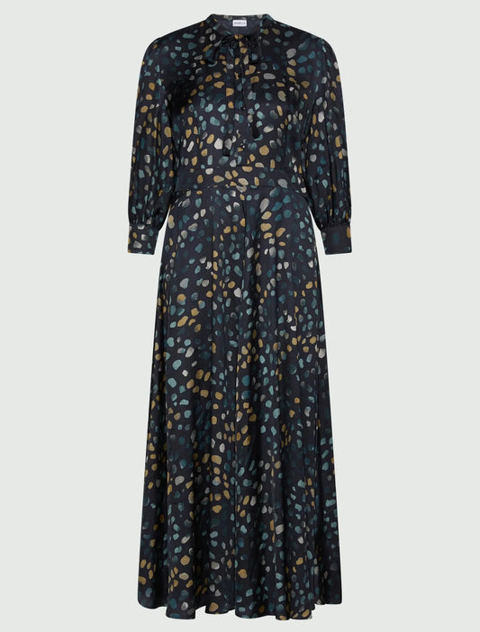 Young Ideas & Henmores -Fulcro Pebble Tie Waist Midi Dress -001 Navy -8