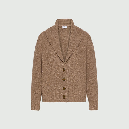Young Ideas & Henmores -Geode Low V Buttoned Cardigan -001 Hazelnut Brown -XS