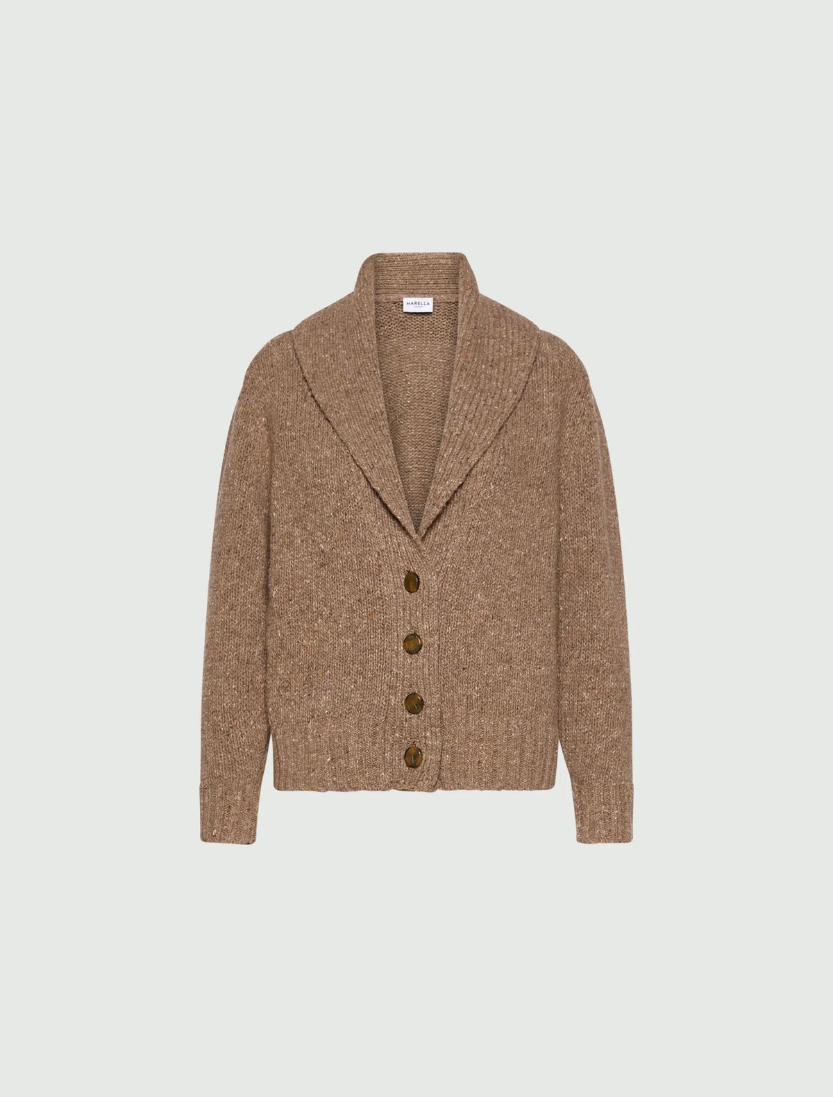 Young Ideas & Henmores -Geode Low V Buttoned Cardigan -001 Hazelnut Brown -XS