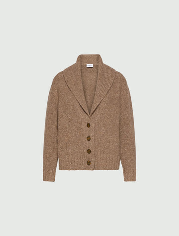 Young Ideas & Henmores -Geode Low V Buttoned Cardigan -001 Hazelnut Brown -XS