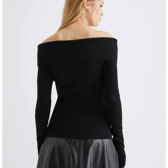 Young Ideas/Henmores - Gerry Off Shoulder Long Sleeve Fitted Knit - 005 Black - S