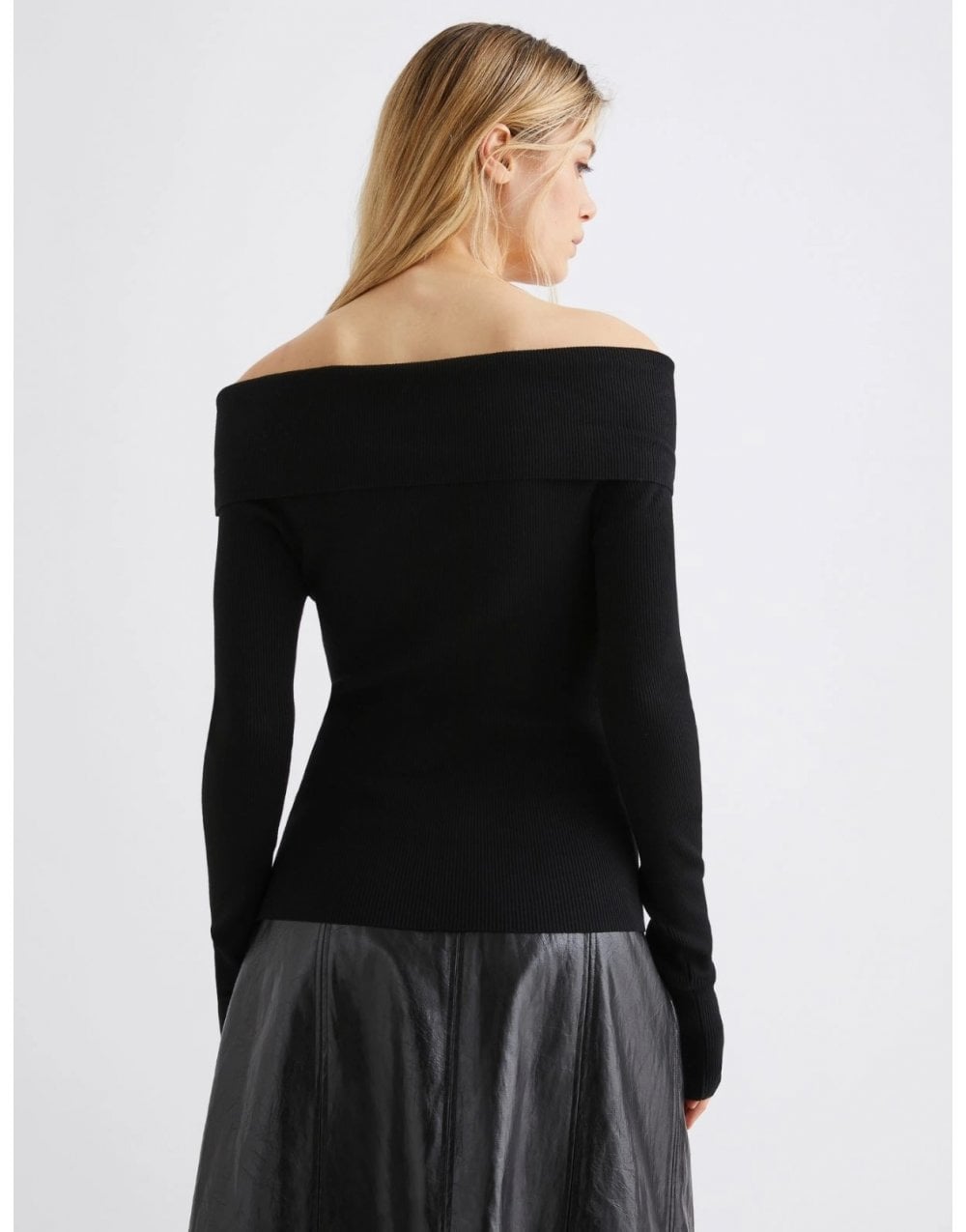 Young Ideas/Henmores - Gerry Off Shoulder Long Sleeve Fitted Knit - 005 Black - S