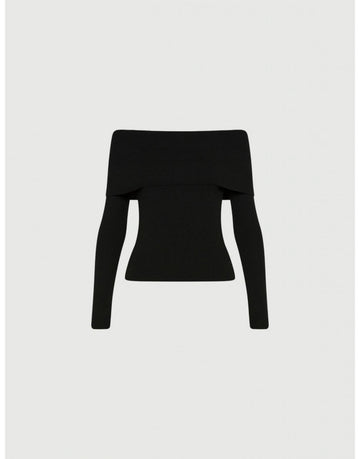 Young Ideas/Henmores - Gerry Off Shoulder Long Sleeve Fitted Knit - 005 Black - S