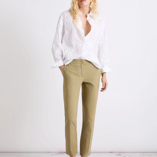Young Ideas/Henmores - Gettone Poplin Straight Leg Trousers - 003 Khaki - 8