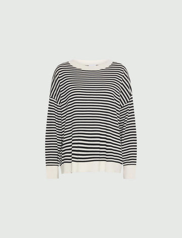 Young Ideas/Henmores - Giara Knitted Stripe Silk Touch Jumper - 003 Cream Stripe - S