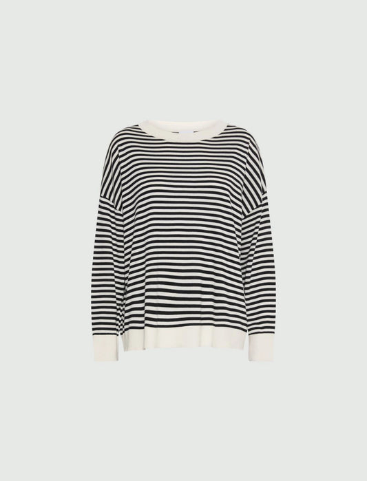 Young Ideas/Henmores - Giara Knitted Stripe Silk Touch Jumper - 003 Cream Stripe - S