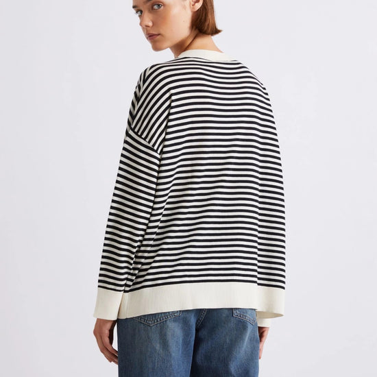 Young Ideas/Henmores - Giara Knitted Stripe Silk Touch Jumper - 003 Cream Stripe - S