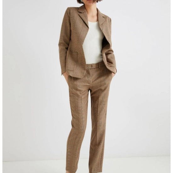 Young Ideas/Henmores - Margie Plaid Straight Leg Trousers - 006 Honey Galles - 8