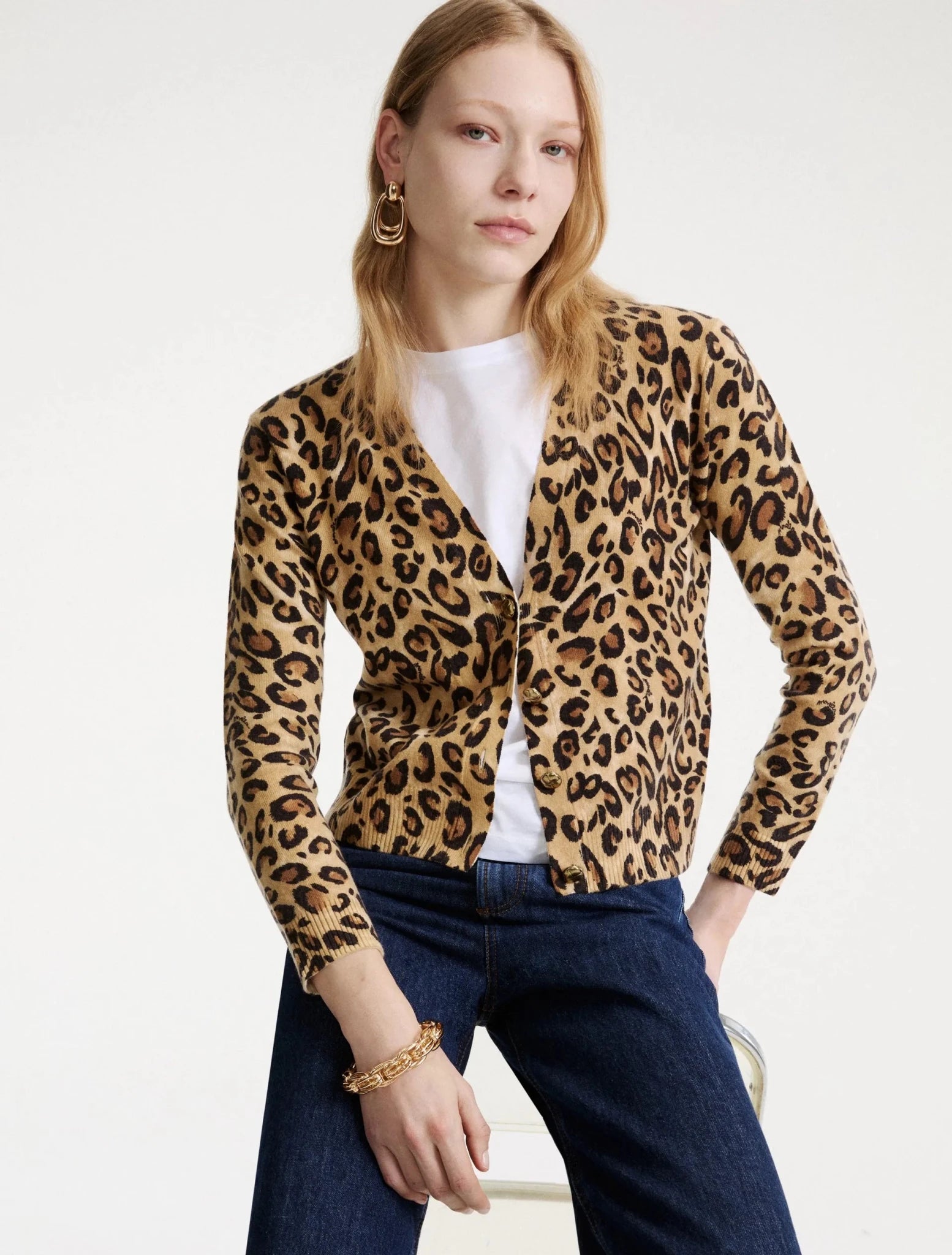 Young Ideas & Henmores -Marmo Leopard Cardigan -001 Beige -S
