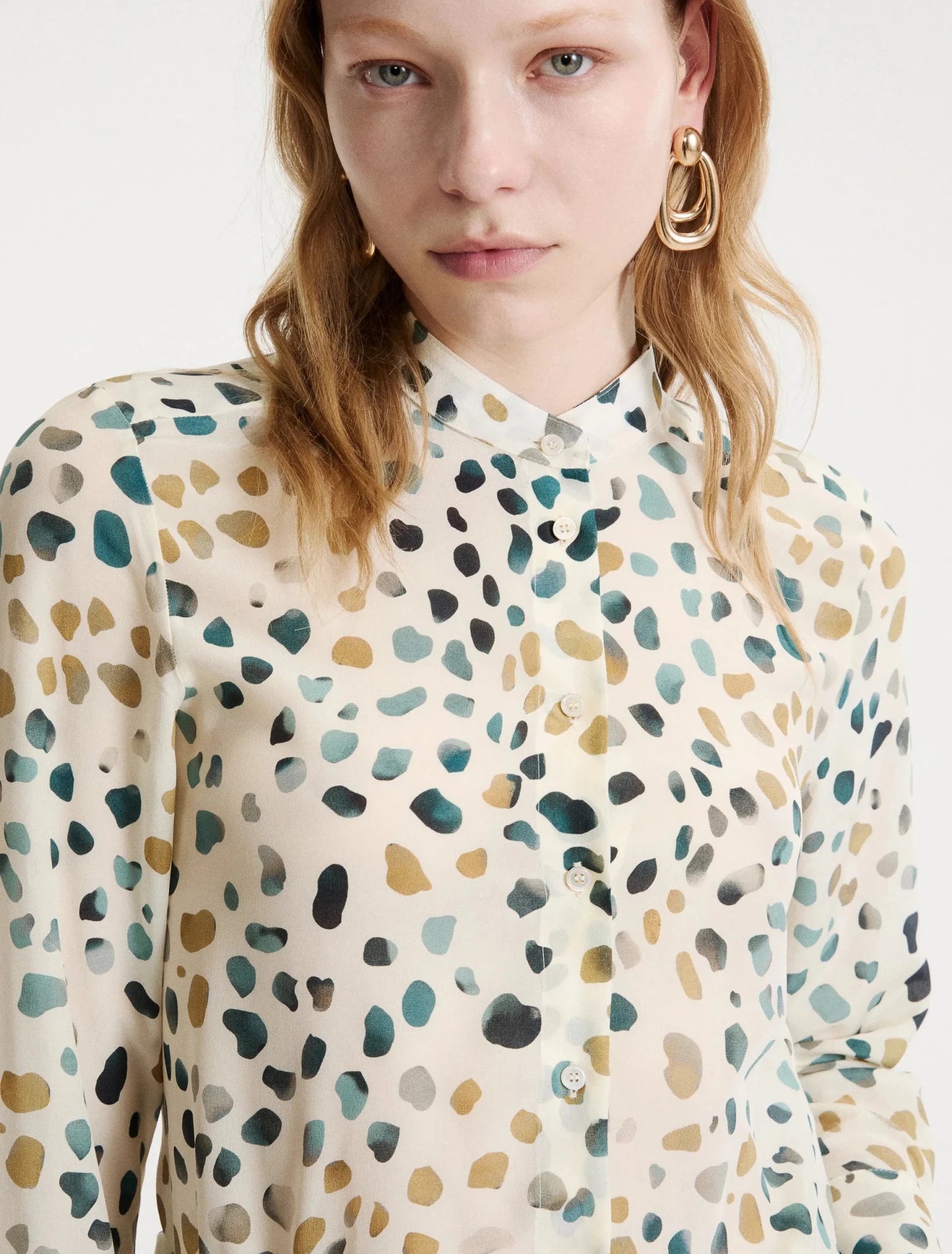 Young Ideas & Henmores -Massa Pebble Button Down Blouse -003 White -8