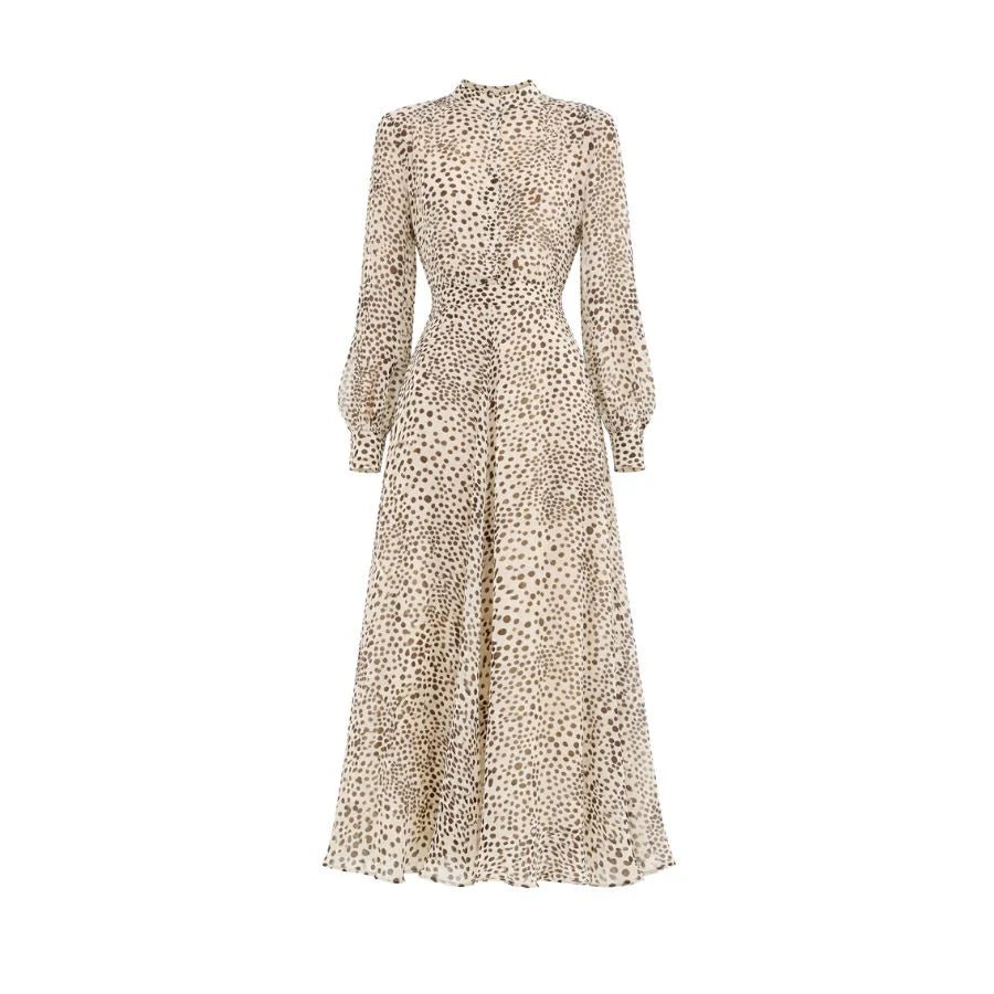 Young Ideas/Henmores - Mastro Georgette Spotted Midi Dress - 006 Cream Spot - 8