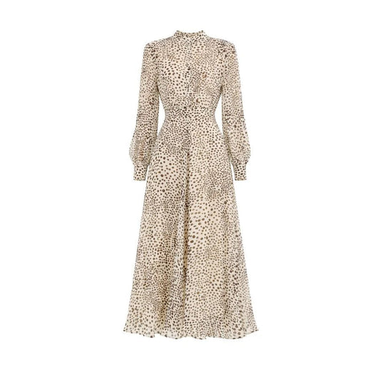 Young Ideas/Henmores - Mastro Georgette Spotted Midi Dress - 006 Cream Spot - 8