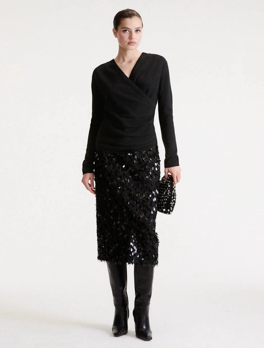 Young Ideas & Henmores -Memore Sequin Midi Skirt -002 Black -8