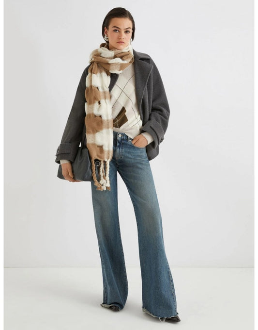 Young Ideas/Henmores - Moira Wool Cashmere Argyle Jumper - 006 Natural - XS