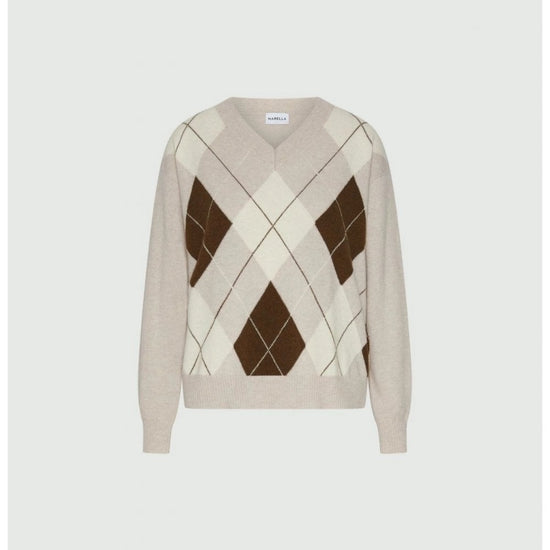 Young Ideas/Henmores - Moira Wool Cashmere Argyle Jumper - 006 Natural - XS