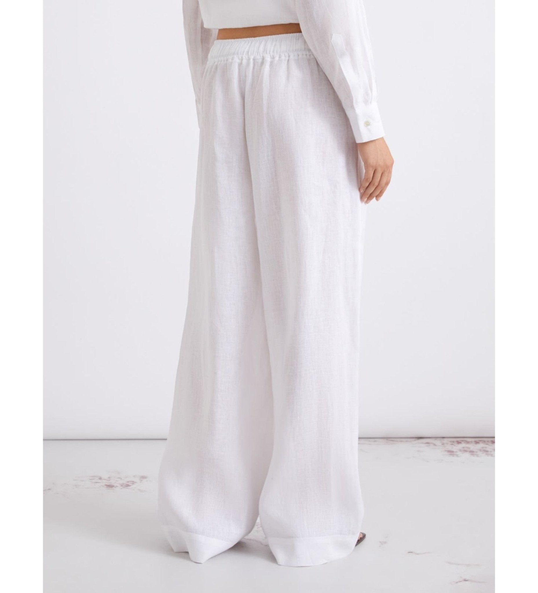 Young Ideas/Henmores - Nicchia Wide Leg Cotton Trousers - 001 White - 8