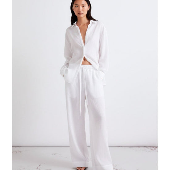 Young Ideas/Henmores - Nicchia Wide Leg Cotton Trousers - 001 White - 8
