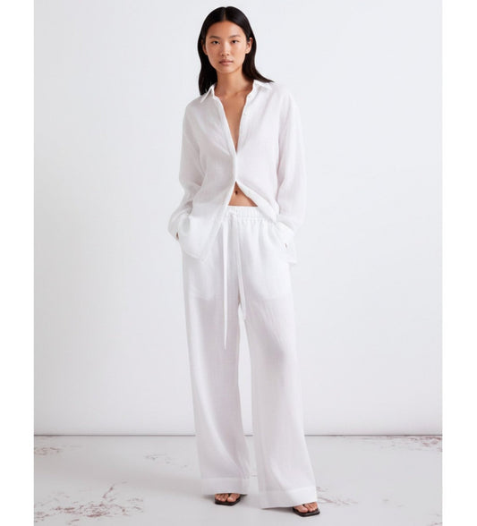 Young Ideas/Henmores - Nicchia Wide Leg Cotton Trousers - 001 White - 8