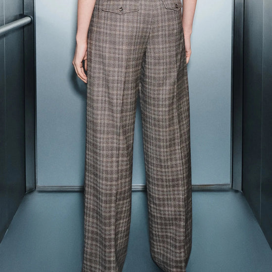 Young Ideas & Henmores -Onorata Check Straight Leg Trousers -005 Turtledove -8