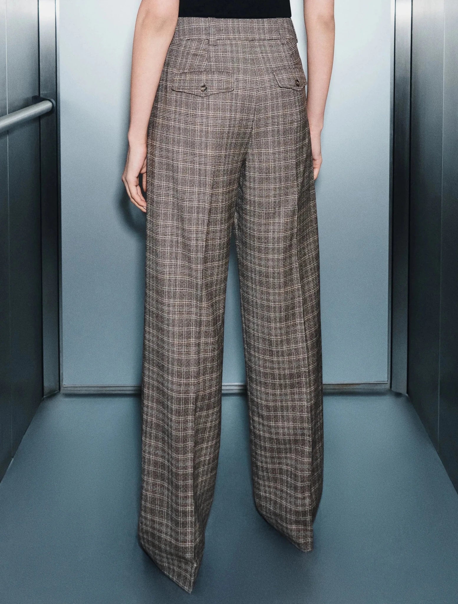 Young Ideas & Henmores -Onorata Check Straight Leg Trousers -005 Turtledove -8