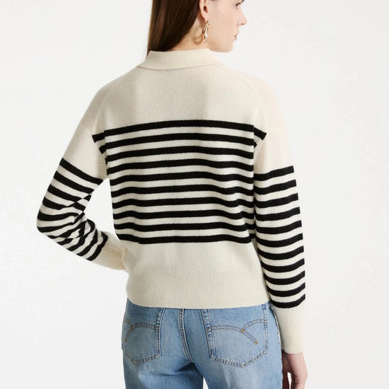 Young Ideas & Henmores -Orma Striped Knitted Polo -011 Cream -XS