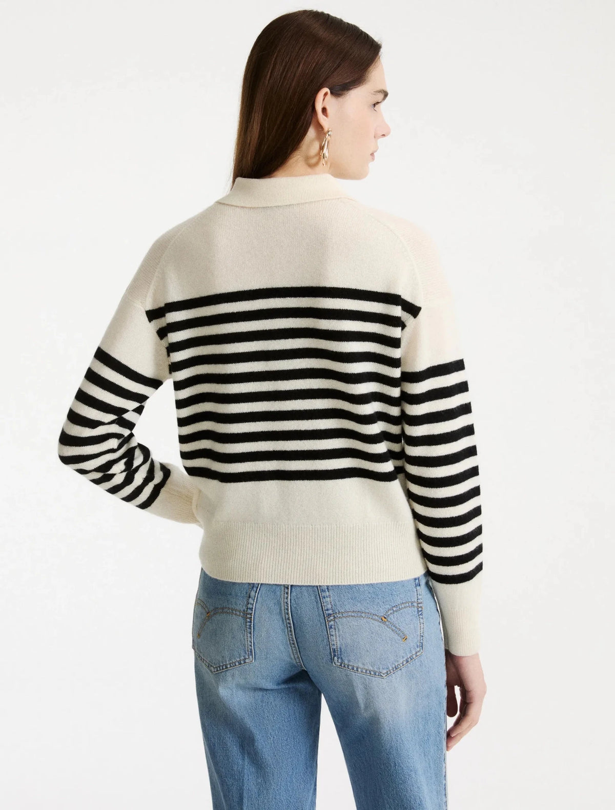 Young Ideas & Henmores -Orma Striped Knitted Polo -011 Cream -XS