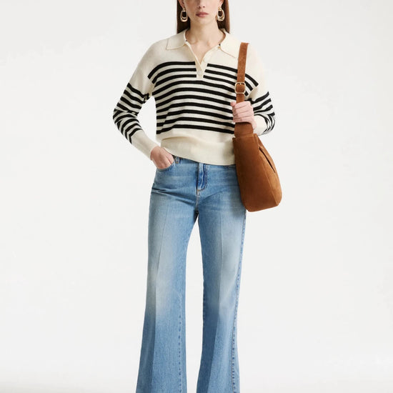 Young Ideas & Henmores -Orma Striped Knitted Polo -011 Cream -XS