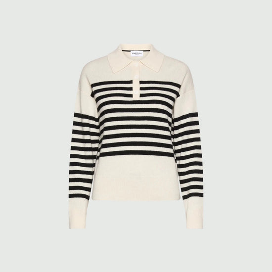 Young Ideas & Henmores -Orma Striped Knitted Polo -011 Cream -XS