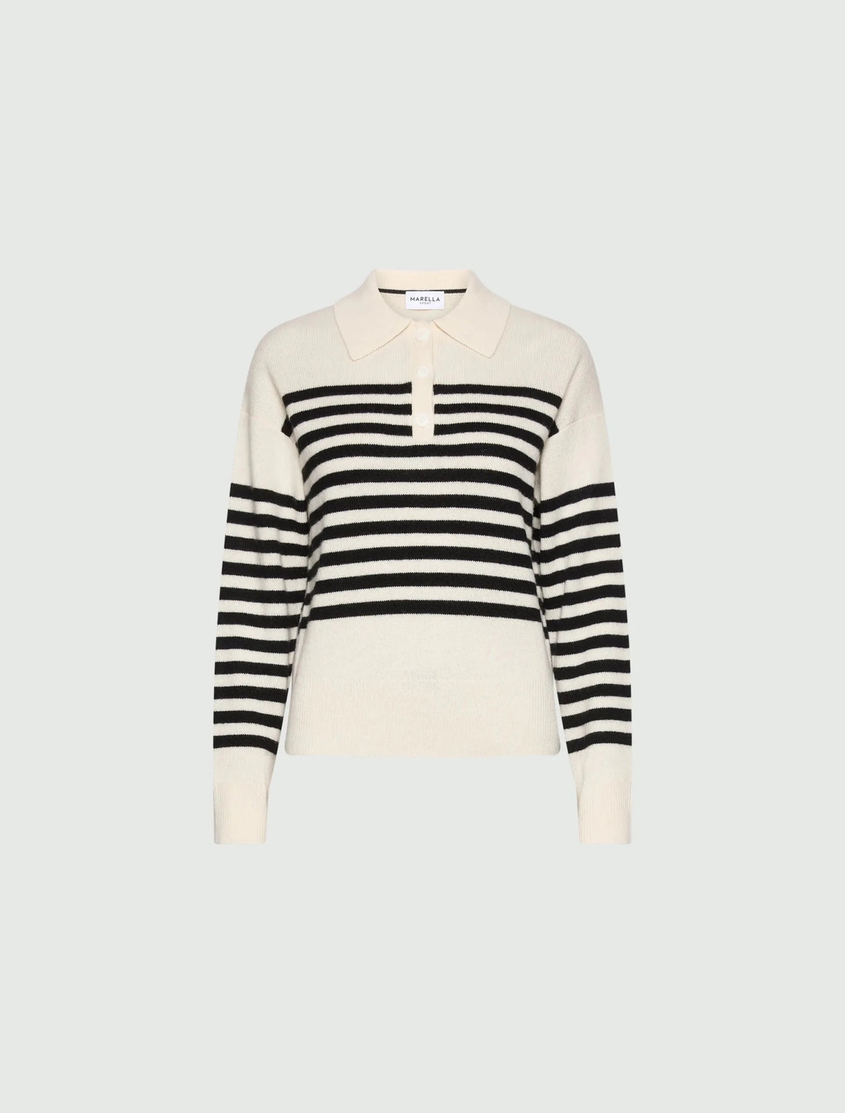 Young Ideas & Henmores -Orma Striped Knitted Polo -011 Cream -XS