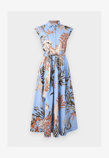 Young Ideas/Henmores - Padana Poplin Sea Print Midi Dress - 002 Light Blue - 8
