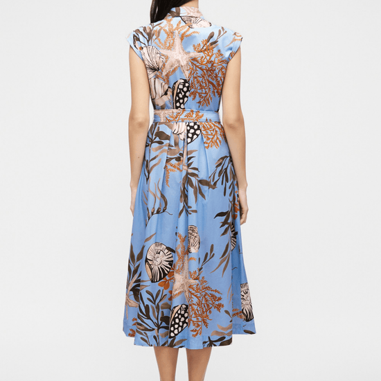 Young Ideas/Henmores - Padana Poplin Sea Print Midi Dress - 002 Light Blue - 8