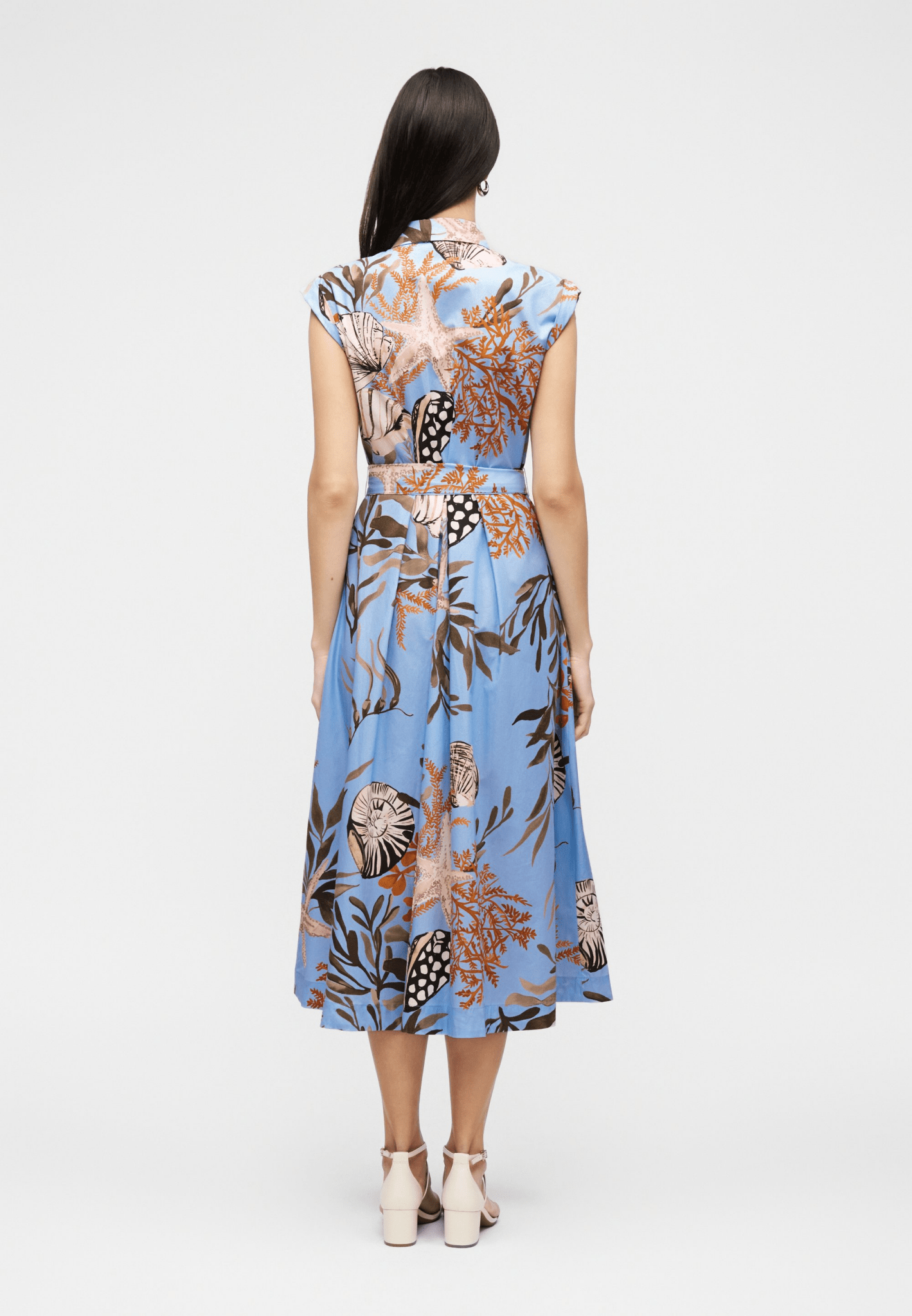 Young Ideas/Henmores - Padana Poplin Sea Print Midi Dress - 002 Light Blue - 8