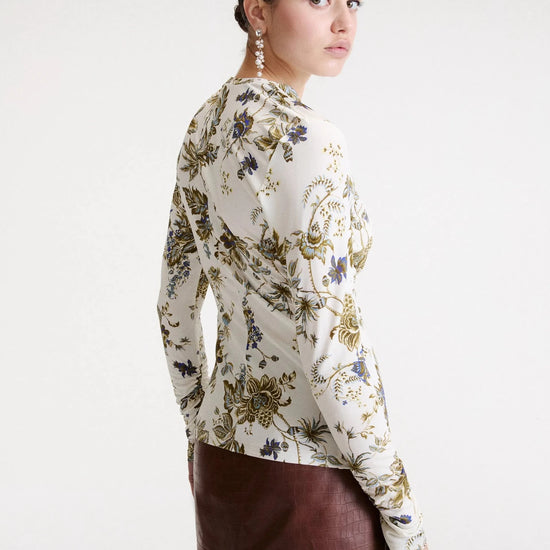 Young Ideas & Henmores -Pere Floral Ruched Top -004 White Multi -S
