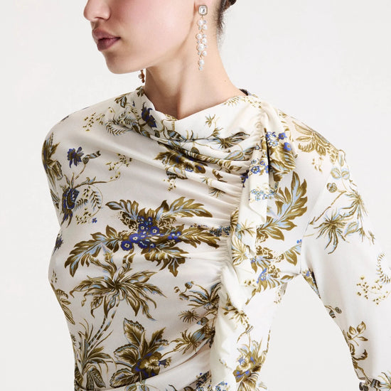 Young Ideas & Henmores -Pere Floral Ruched Top -004 White Multi -S