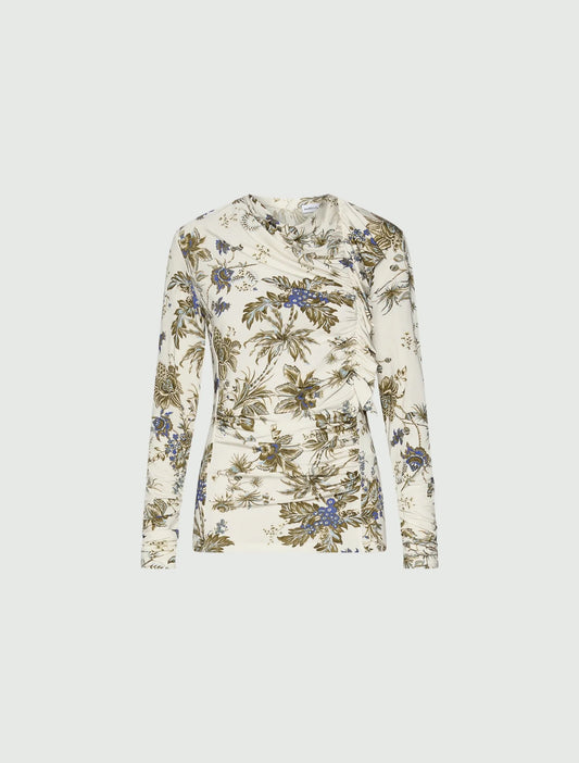 Young Ideas & Henmores -Pere Floral Ruched Top -004 White Multi -S