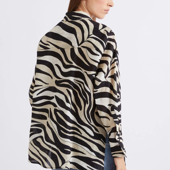 Young Ideas/Henmores - Pergola Zebra Linen Shirt - 002 Black Zebra - 8