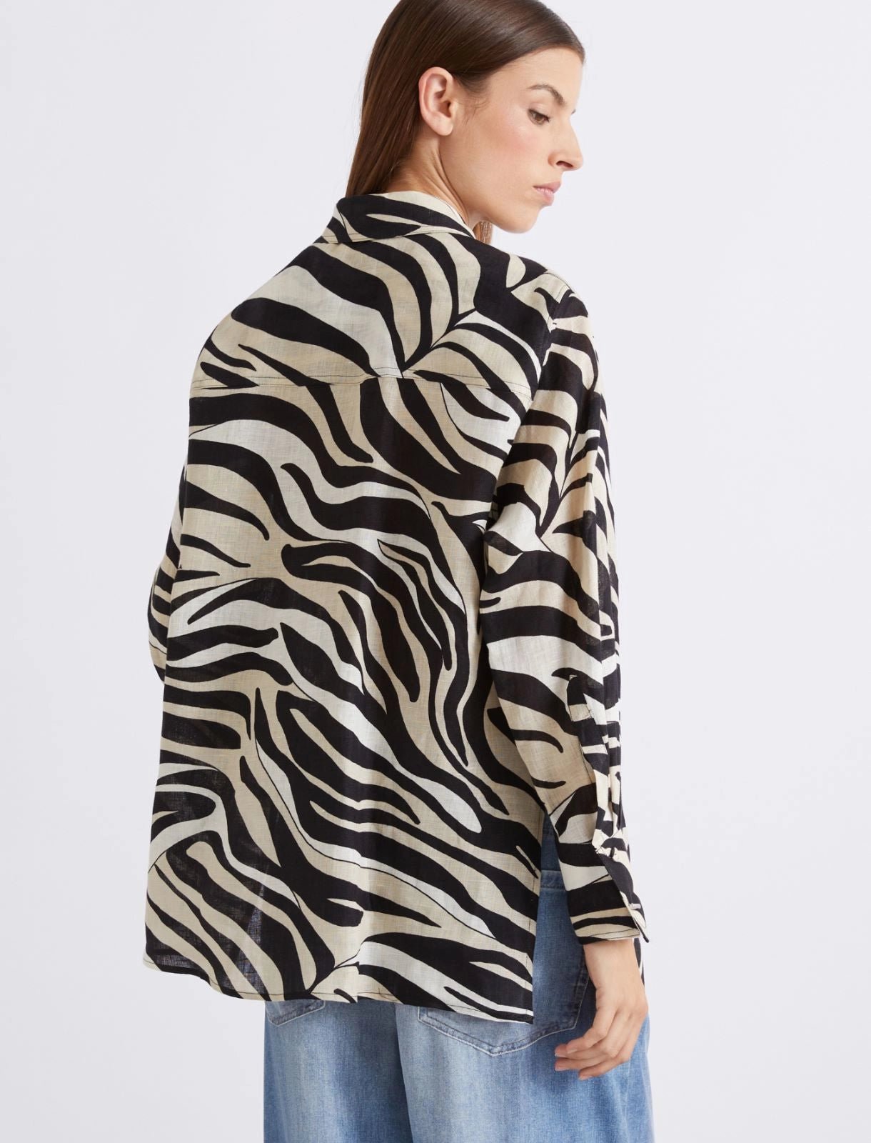 Young Ideas/Henmores - Pergola Zebra Linen Shirt - 002 Black Zebra - 8
