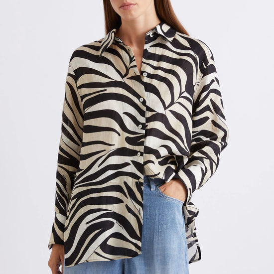 Young Ideas/Henmores - Pergola Zebra Linen Shirt - 002 Black Zebra - 8