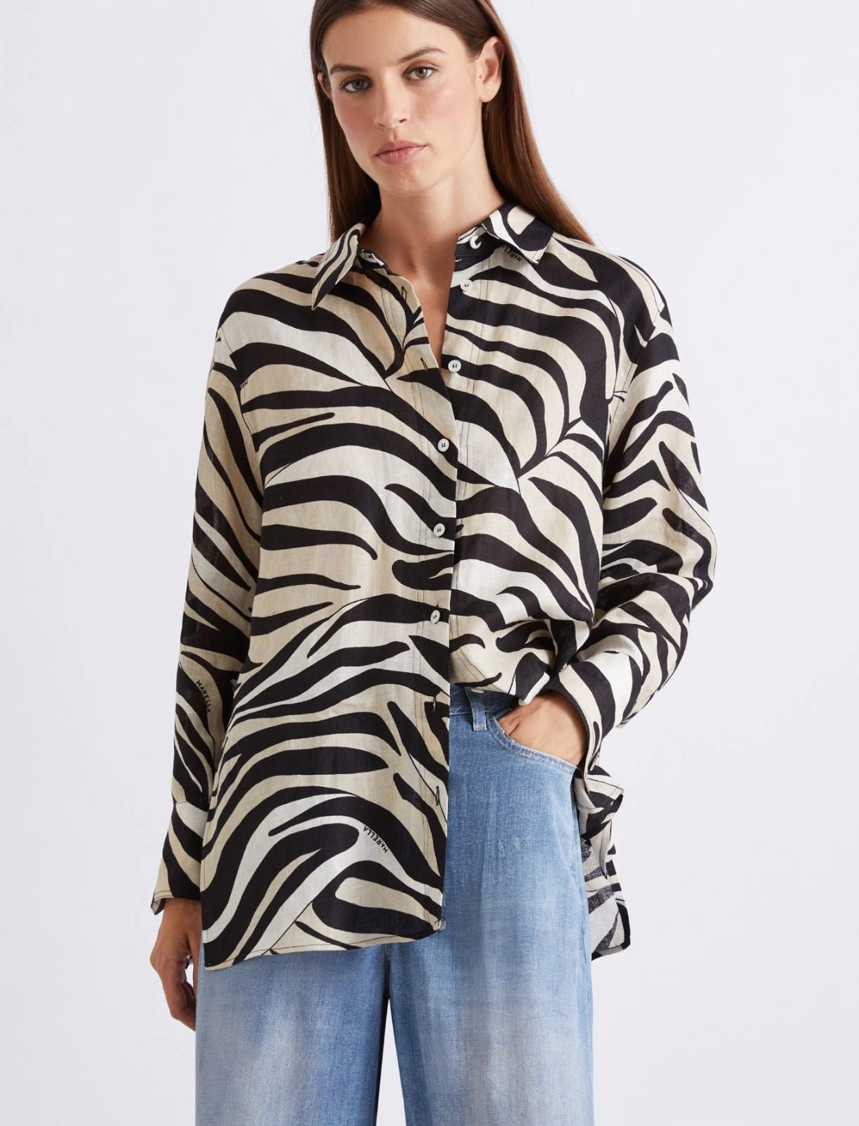 Young Ideas/Henmores - Pergola Zebra Linen Shirt - 002 Black Zebra - 8