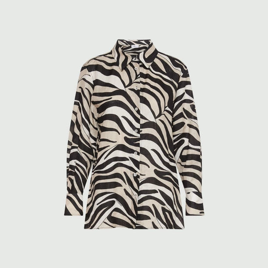Young Ideas/Henmores - Pergola Zebra Linen Shirt - 002 Black Zebra - 8