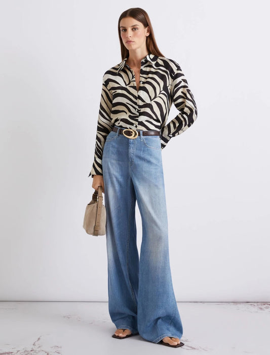 Young Ideas/Henmores - Pergola Zebra Linen Shirt - 002 Black Zebra - 8
