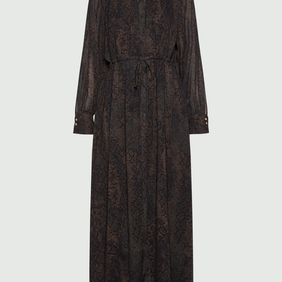 Young Ideas & Henmores -Potente Python Tie Waist Midi Dress -003 Brown -8