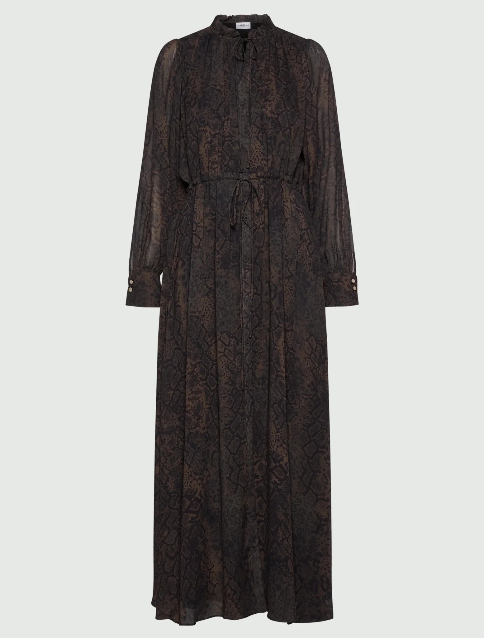 Young Ideas & Henmores -Potente Python Tie Waist Midi Dress -003 Brown -8