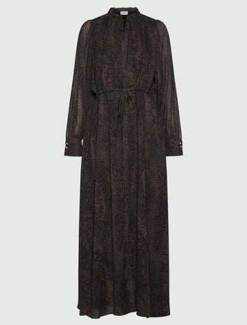 Young Ideas & Henmores -Potente Python Tie Waist Midi Dress -003 Brown -8